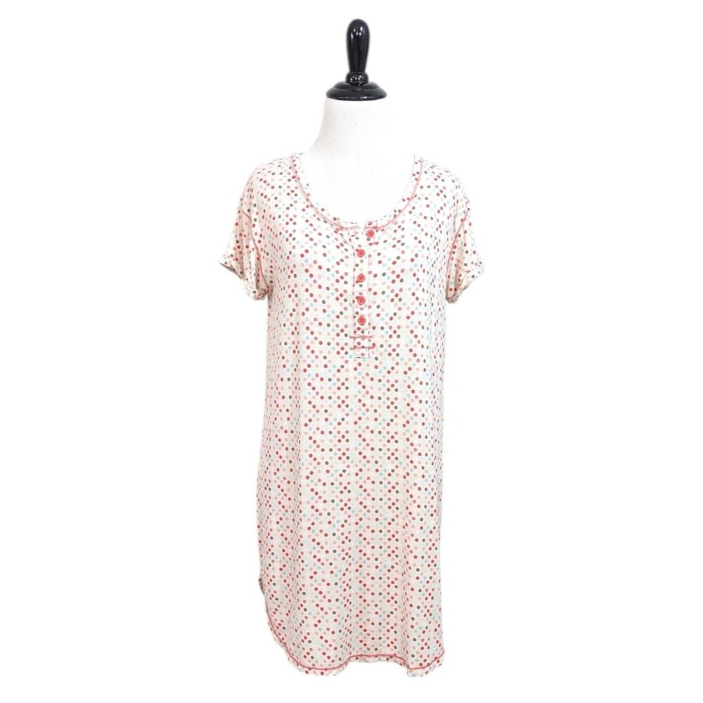 B Soft Polka Dot Nightgown Pajamas - Size Small Medium Womens - Pink White Blue
